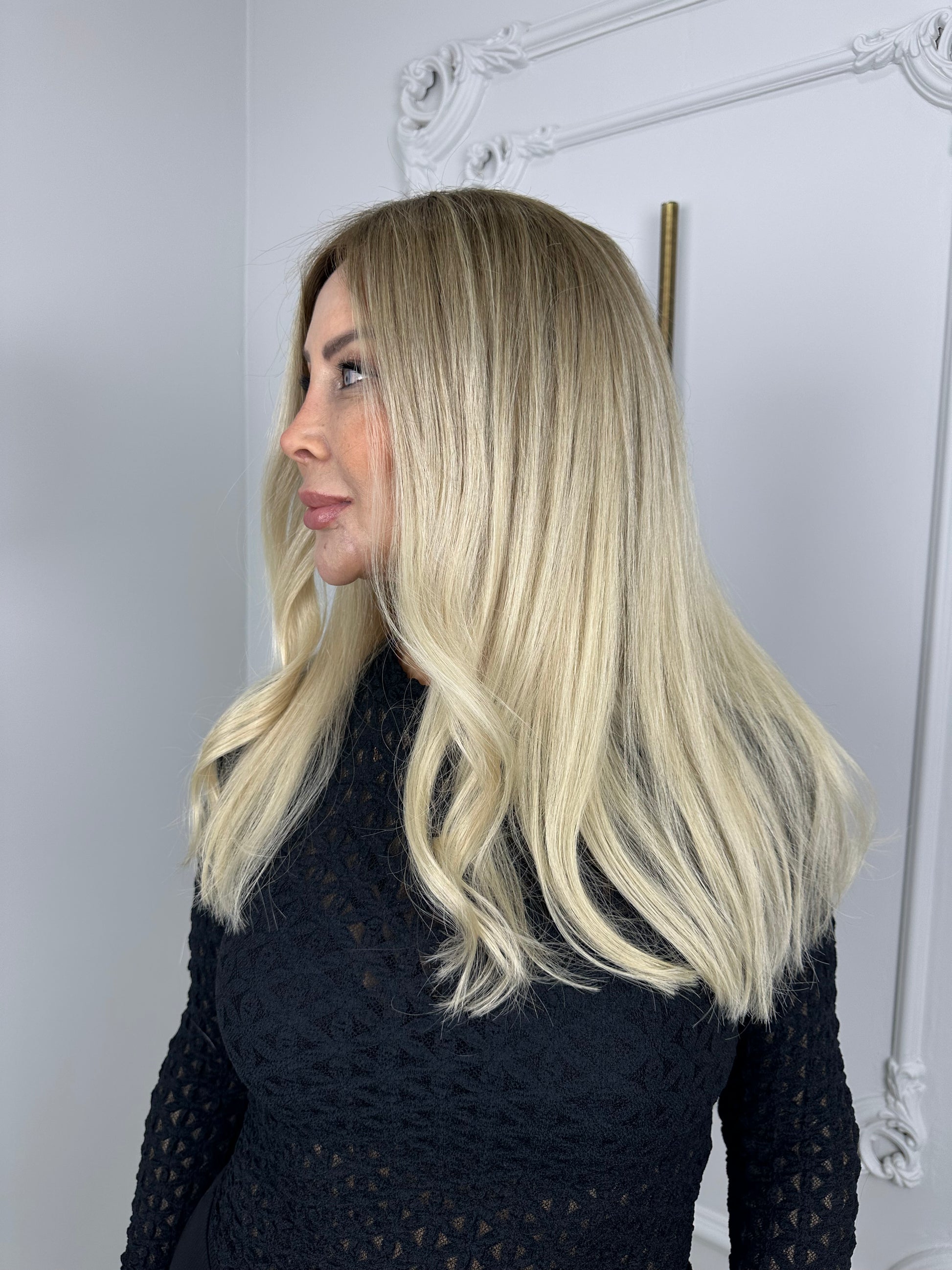 İsviçre Danteli Peruk | Platin Sarı (Ombre)